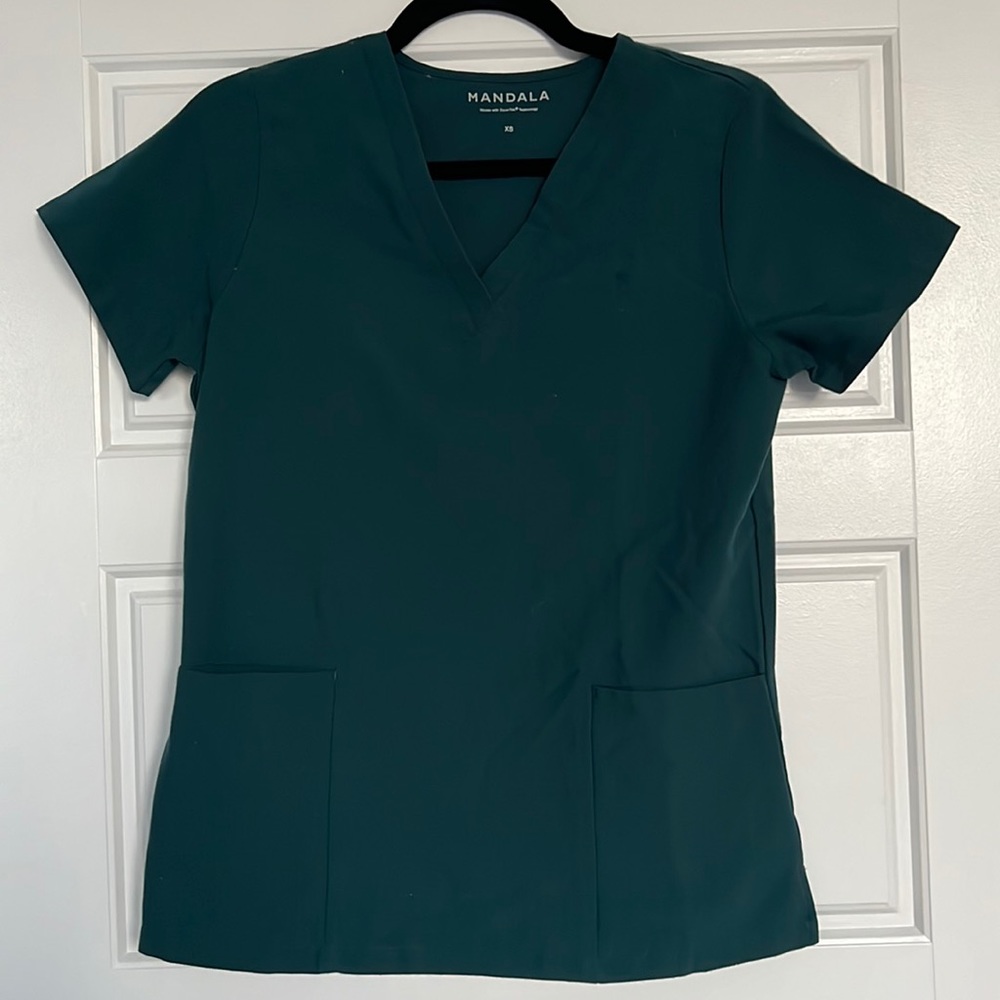 XS Mandala Caribbean Blue Scrub Top
